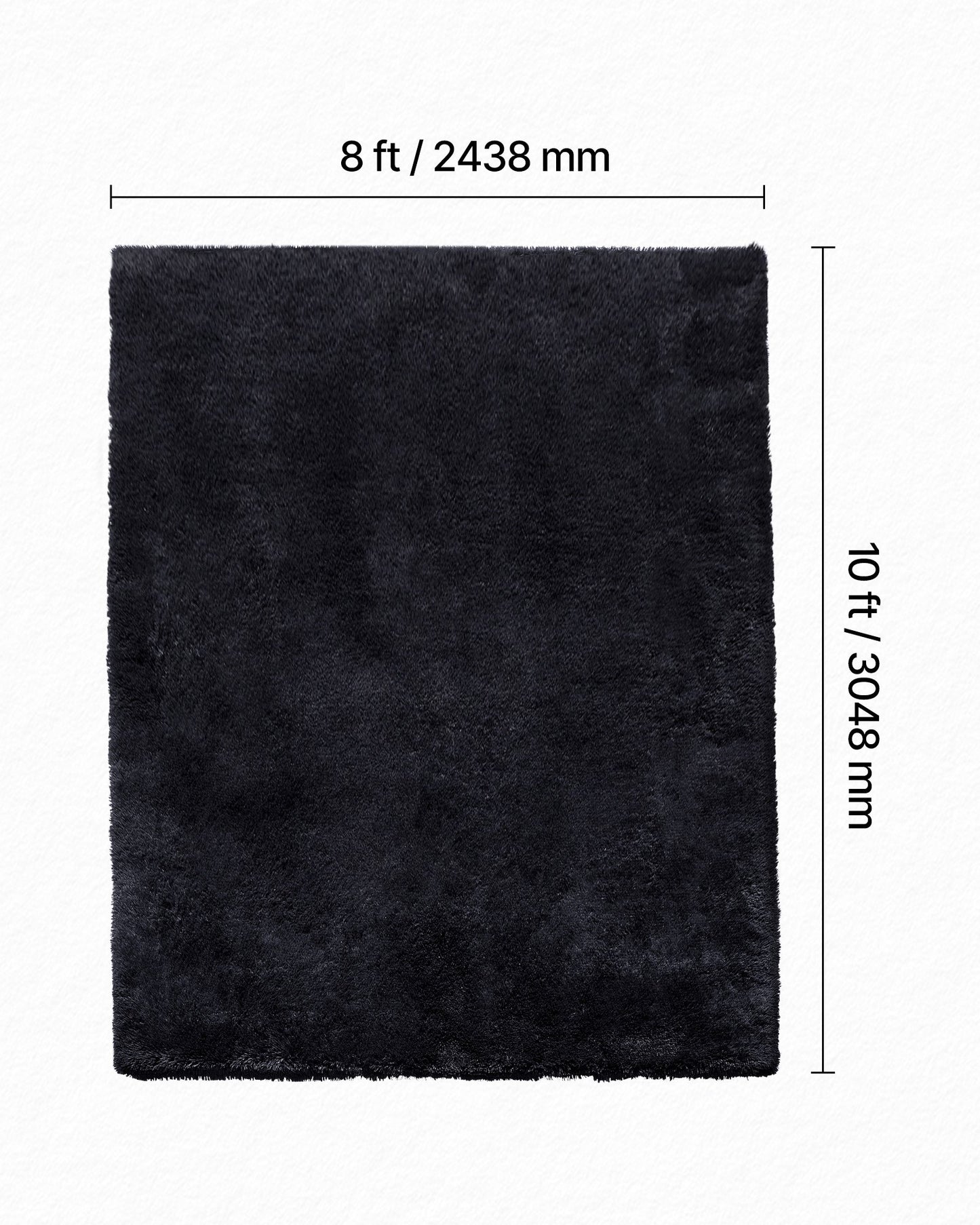 Indoor Plush Area Rugs, 2.44 x 3.05m Soft Plush Carpet, Furry Shag Area Rugs for Living Room, Bedroom, Sunroom, Modern Home Decor Aesthetic, Non-Shedding, Non-Woven, Slip-Resistant, Black