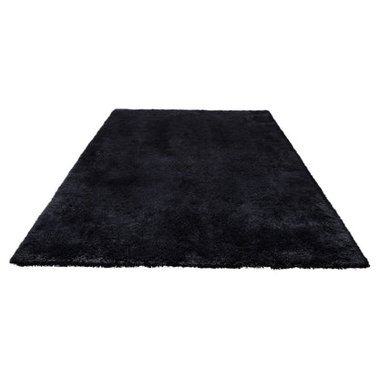 Indoor Plush Area Rugs, 2.44 x 3.05m Soft Plush Carpet, Furry Shag Area Rugs for Living Room, Bedroom, Sunroom, Modern Home Decor Aesthetic, Non-Shedding, Non-Woven, Slip-Resistant, Black