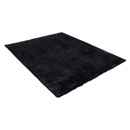 Indoor Plush Area Rugs, 2.44 x 3.05m Soft Plush Carpet, Furry Shag Area Rugs for Living Room, Bedroom, Sunroom, Modern Home Decor Aesthetic, Non-Shedding, Non-Woven, Slip-Resistant, Black