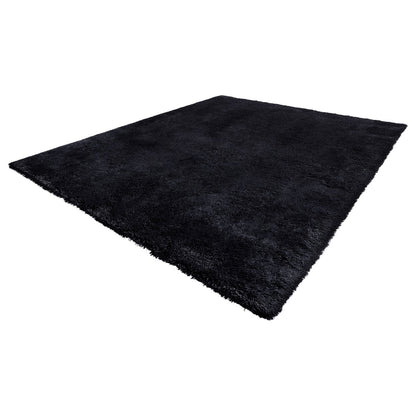 Indoor Plush Area Rugs, 2.44 x 3.05m Soft Plush Carpet, Furry Shag Area Rugs for Living Room, Bedroom, Sunroom, Modern Home Decor Aesthetic, Non-Shedding, Non-Woven, Slip-Resistant, Black