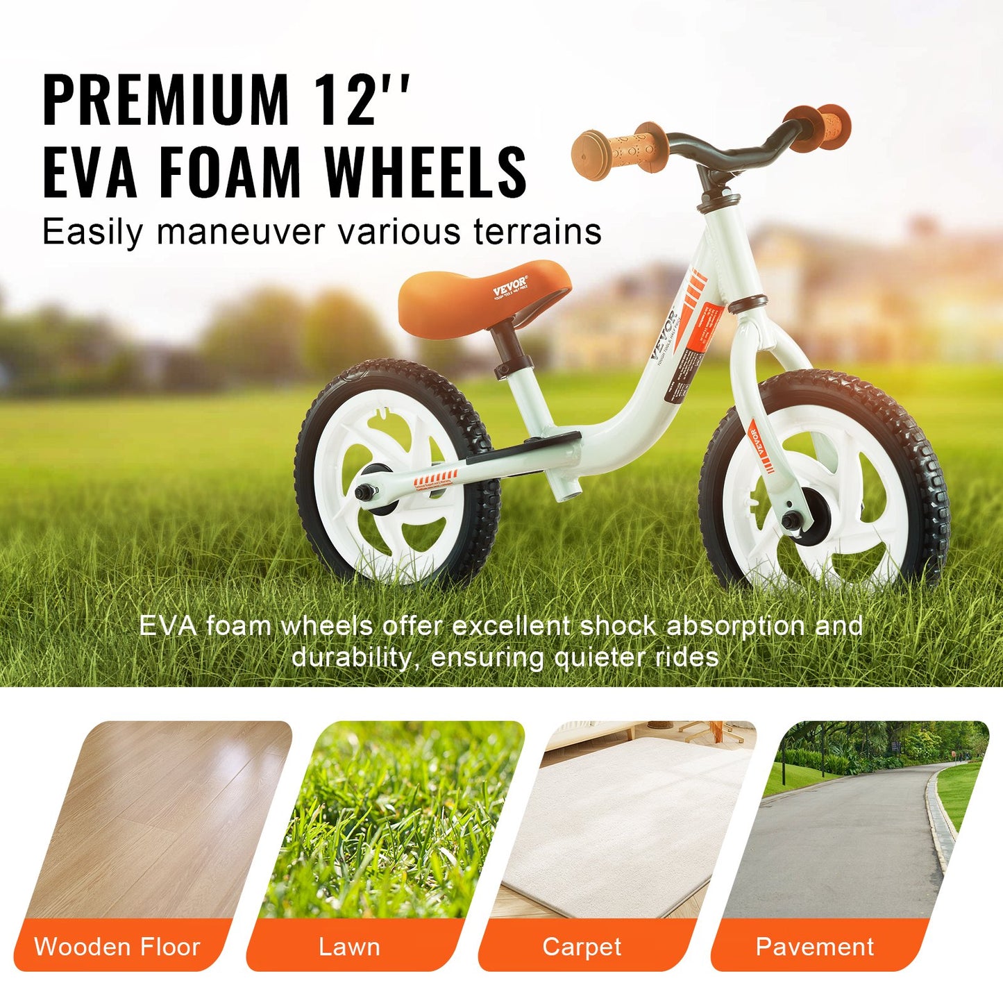 VEVOR Toddler Balance Bike, Lightweight Aluminum Alloy Balance Bicycle for Kids,