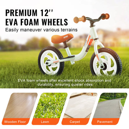 VEVOR Toddler Balance Bike, Lightweight Aluminum Alloy Balance Bicycle for Kids,