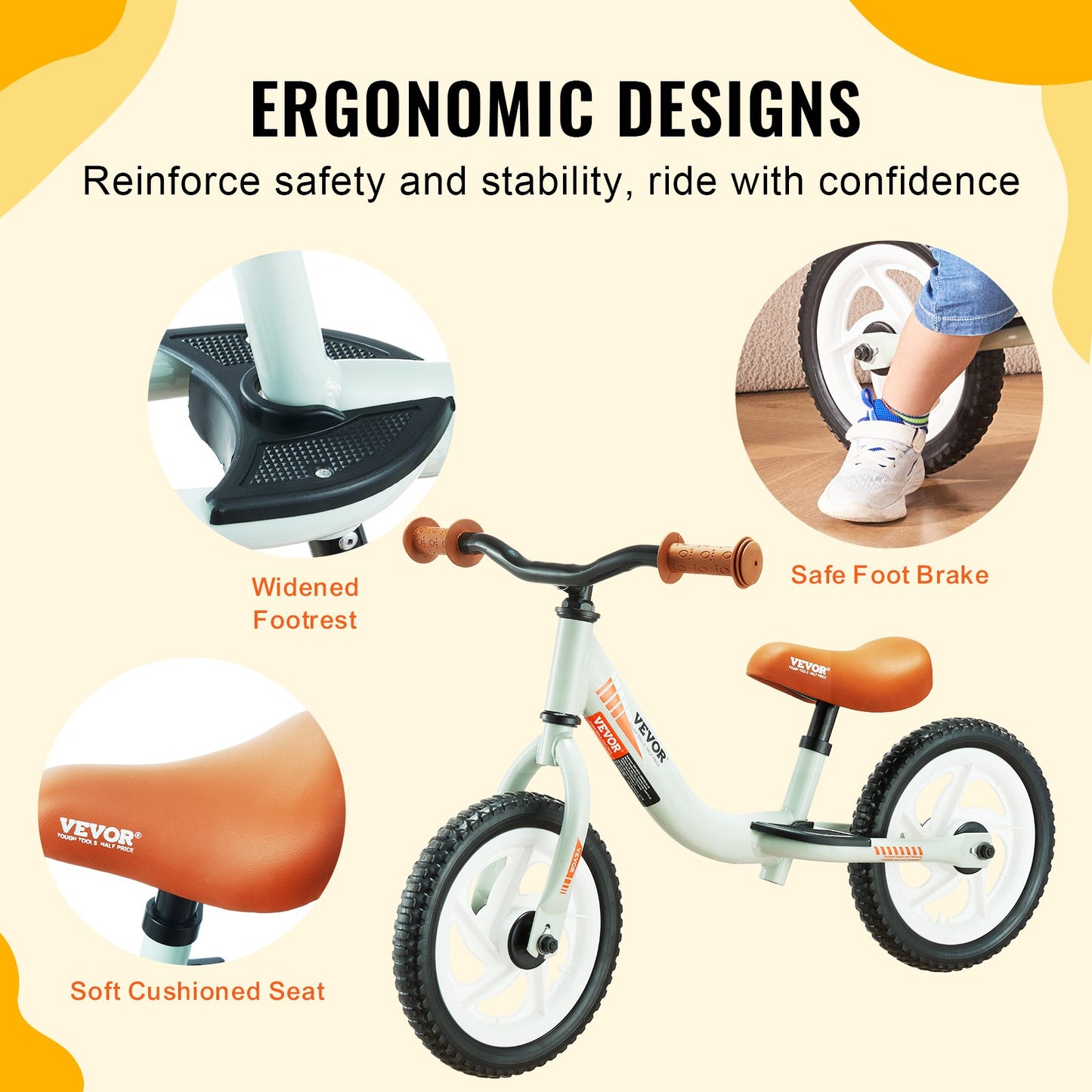 VEVOR Toddler Balance Bike, Lightweight Aluminum Alloy Balance Bicycle for Kids,