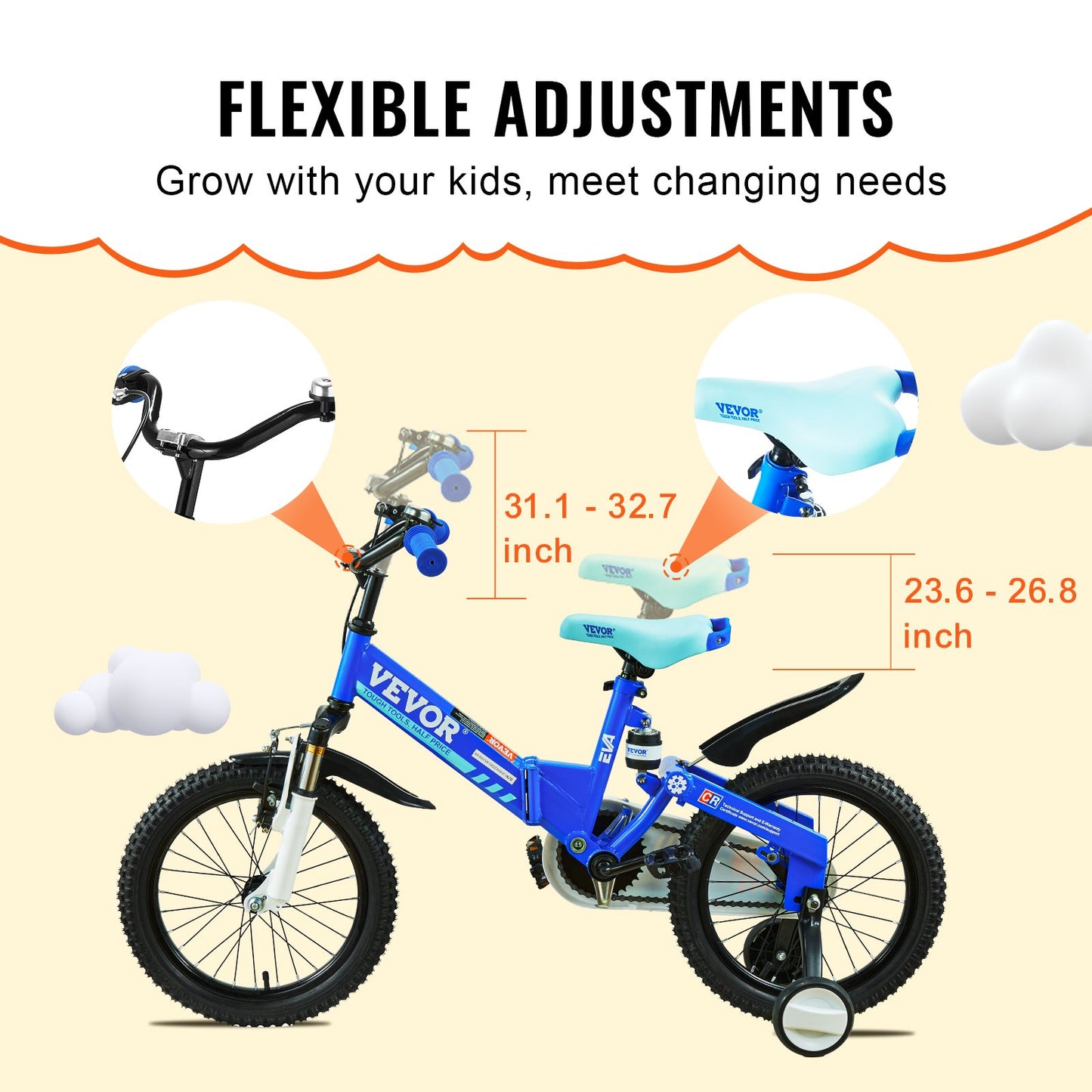 VEVOR Folding Toddler Balance Bike, High-Carbon Steel Balance Bicycle for Kids,