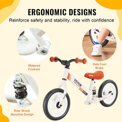VEVOR Toddler Balance Bike, Carbon Steel Balance Bicycle for Kids with Adjustable
