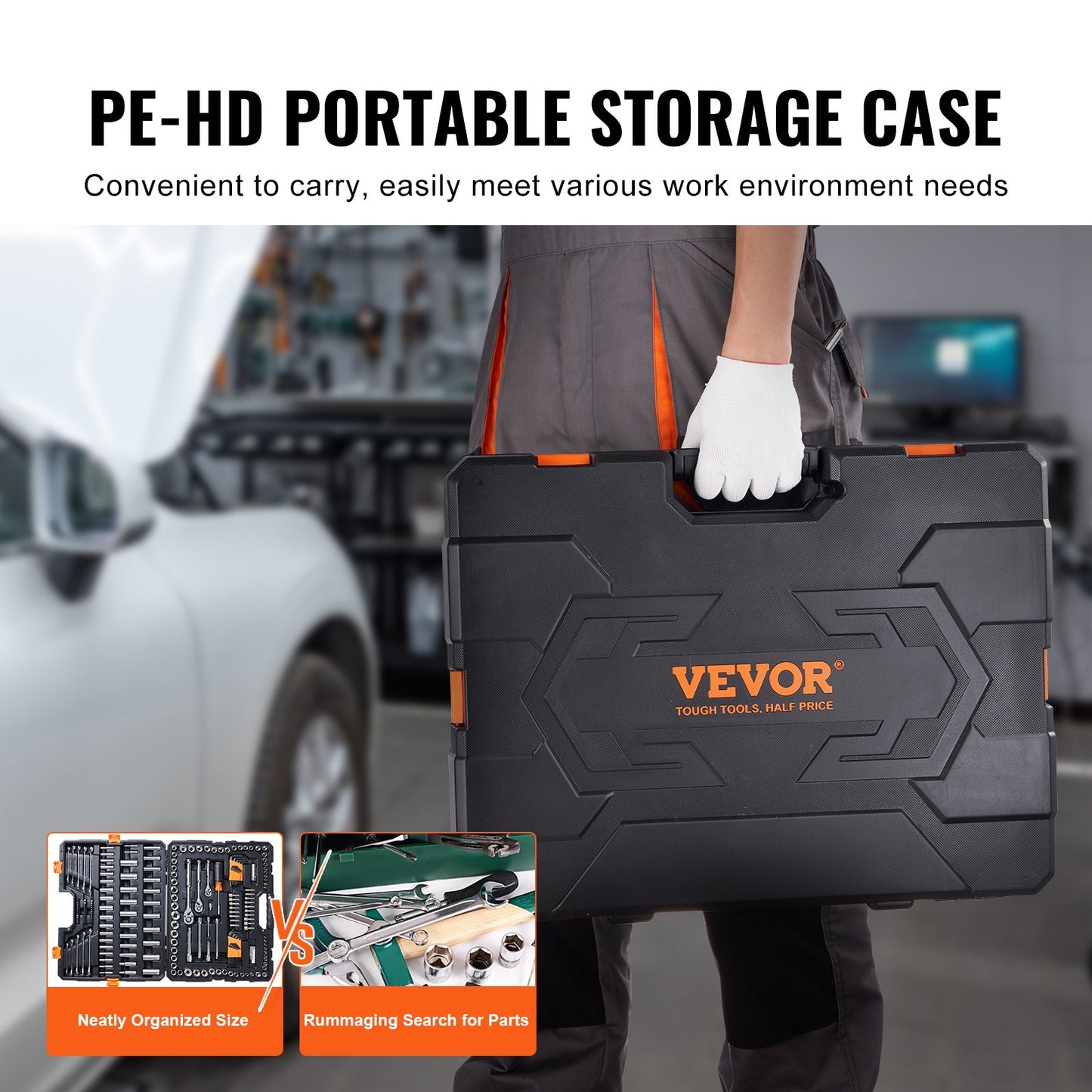 VEVOR Mechanics Tool Set and Socket Set, 1/4" 3/8" 1/2" Drive Deep and Standard