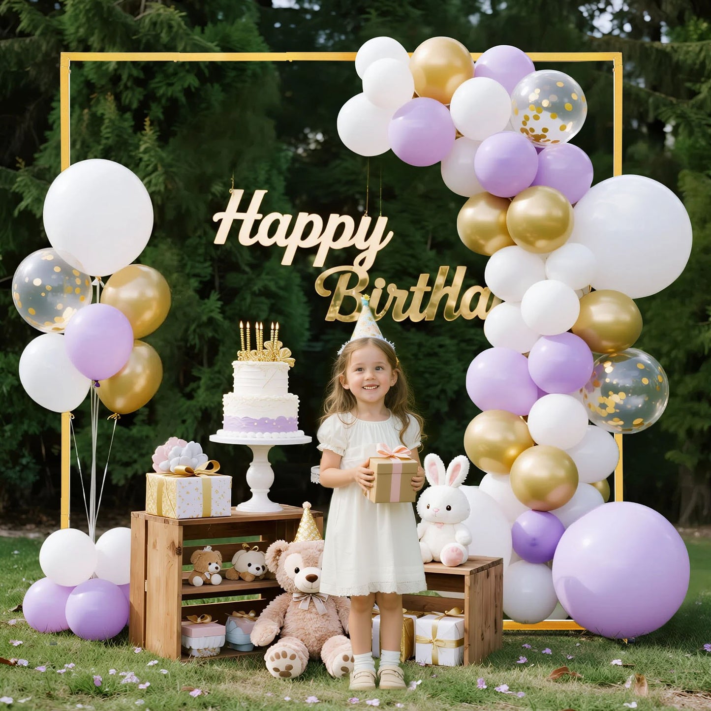 Arch Backdrop Stand, 2 x 2 m, Stable Structure, Easy Assembly, Square Gold Metal Arch Backdrop Stand for Wedding, Birthday Party, Graduation, Holiday Celebration, and Ceremony Decoration