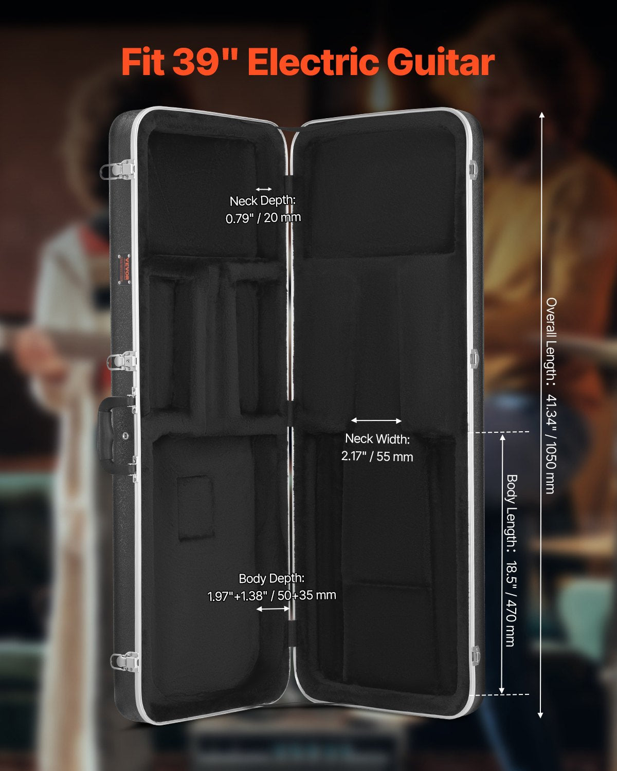 VEVOR Electric Guitar Hard Case 1050mm With Lock And Key for Electric Guitar