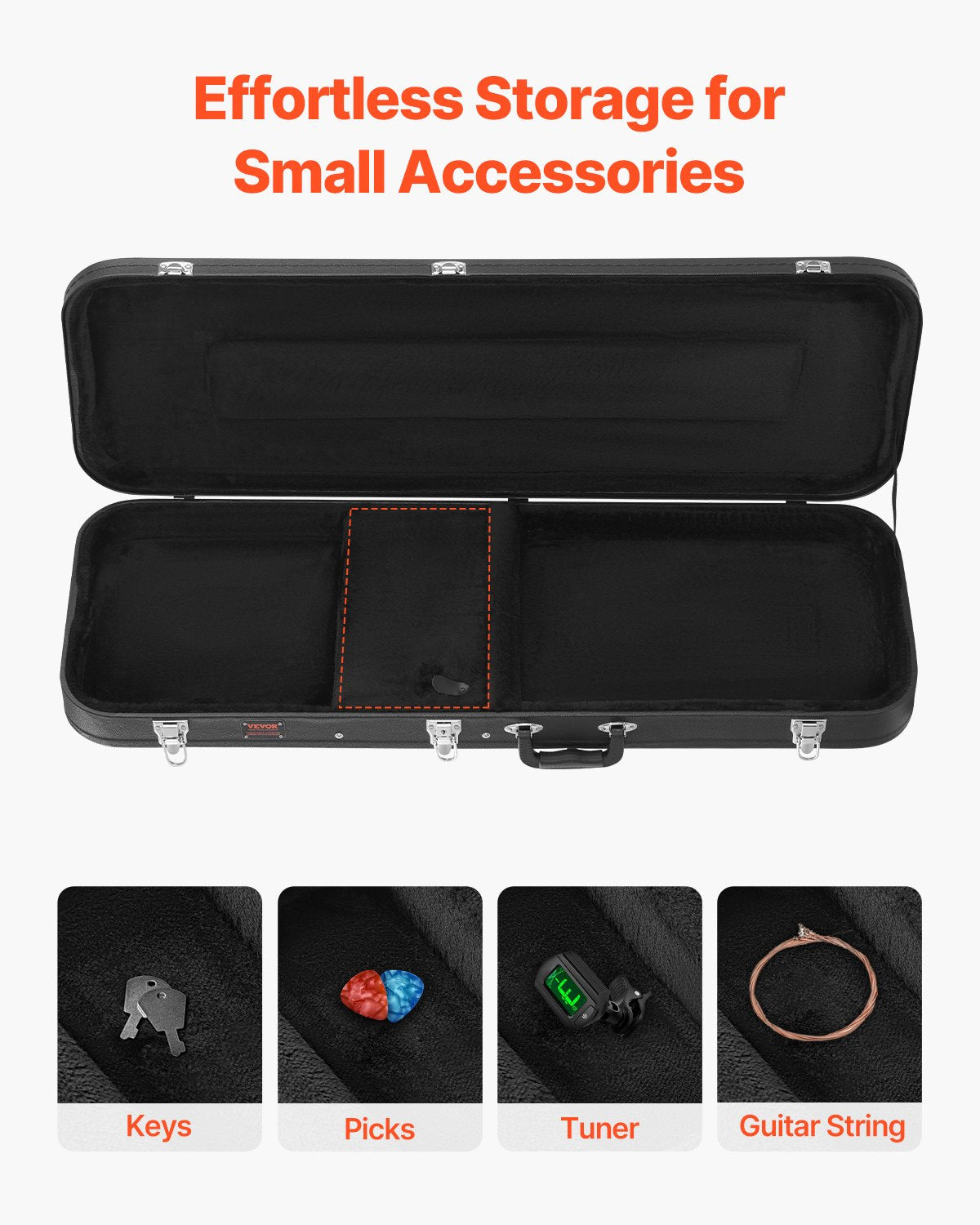 VEVOR Bass Guitar Hard Case 1220 mm Waterproof With Lock And Key for Bass Guitar