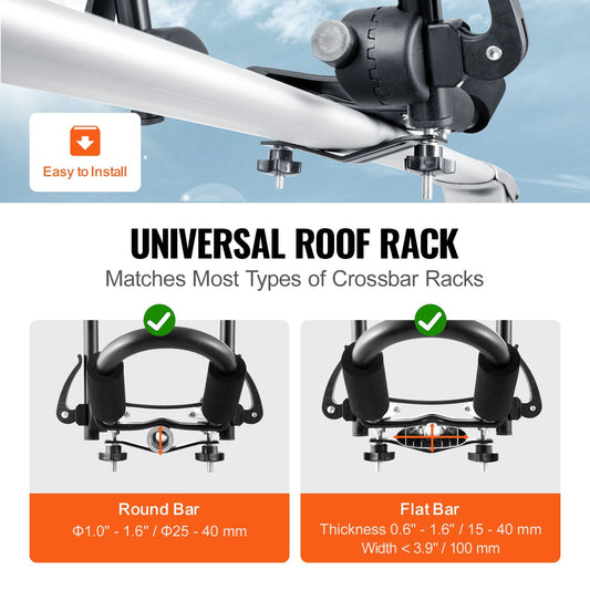 Foldable J-Bar Kayak Roof Rack for Cars, Fits Kayaks, Canoes, and Surfboards