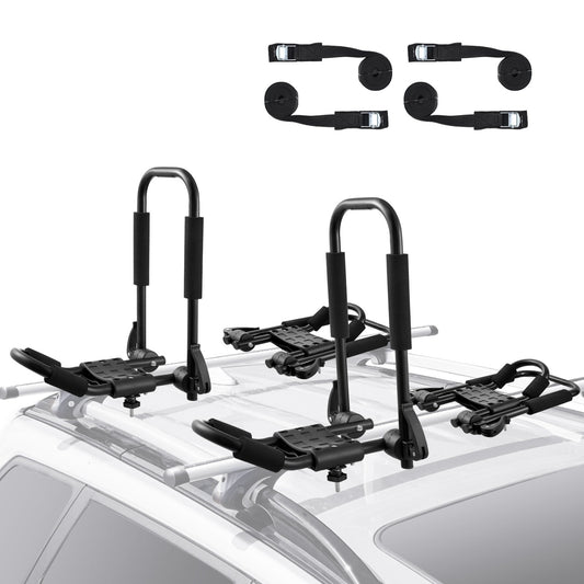 VEVOR Kayak Roof Rack 2 Pairs J-Bar, Soft Roof Rack Quick Folding, Top Mount Tie