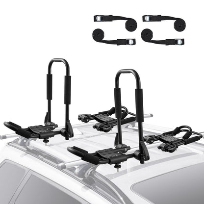 Folding J-Bar Kayak Roof Rack with Soft Padding for Car, SUV, Truck - 2 Pairs
