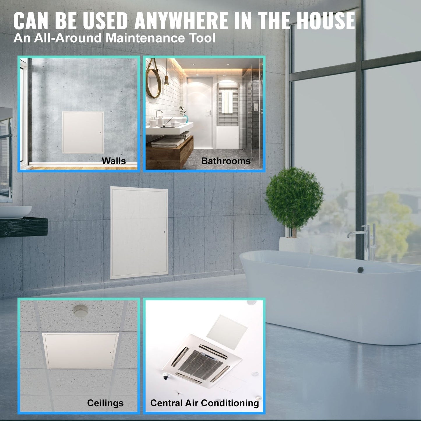 Reinforced Steel Access Panel for Drywall & Ceiling, 613x613 mm, Easy Install