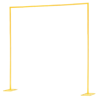 Arch Backdrop Stand, 2.4 x 2.4 m, Stable Structure, Easy Assembly, Square Gold Metal Arch Backdrop Stand for Wedding, Birthday Party, Graduation, Holiday Celebration, and Ceremony Decoration
