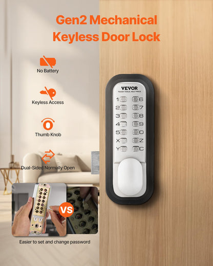 VEVOR Mechanical Keyless Entry Door Lock 14 Key Mechanical Door Lock Single-Side