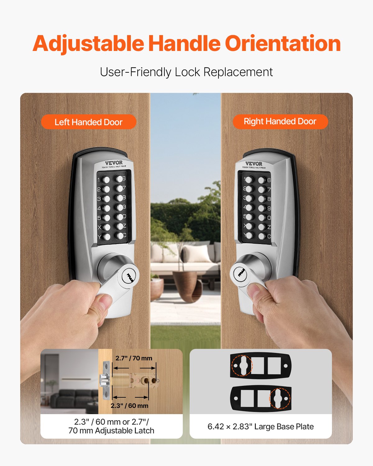 VEVOR Mechanical Keyless Entry Door Lock 14 Key Mechanical Door Lock with Key