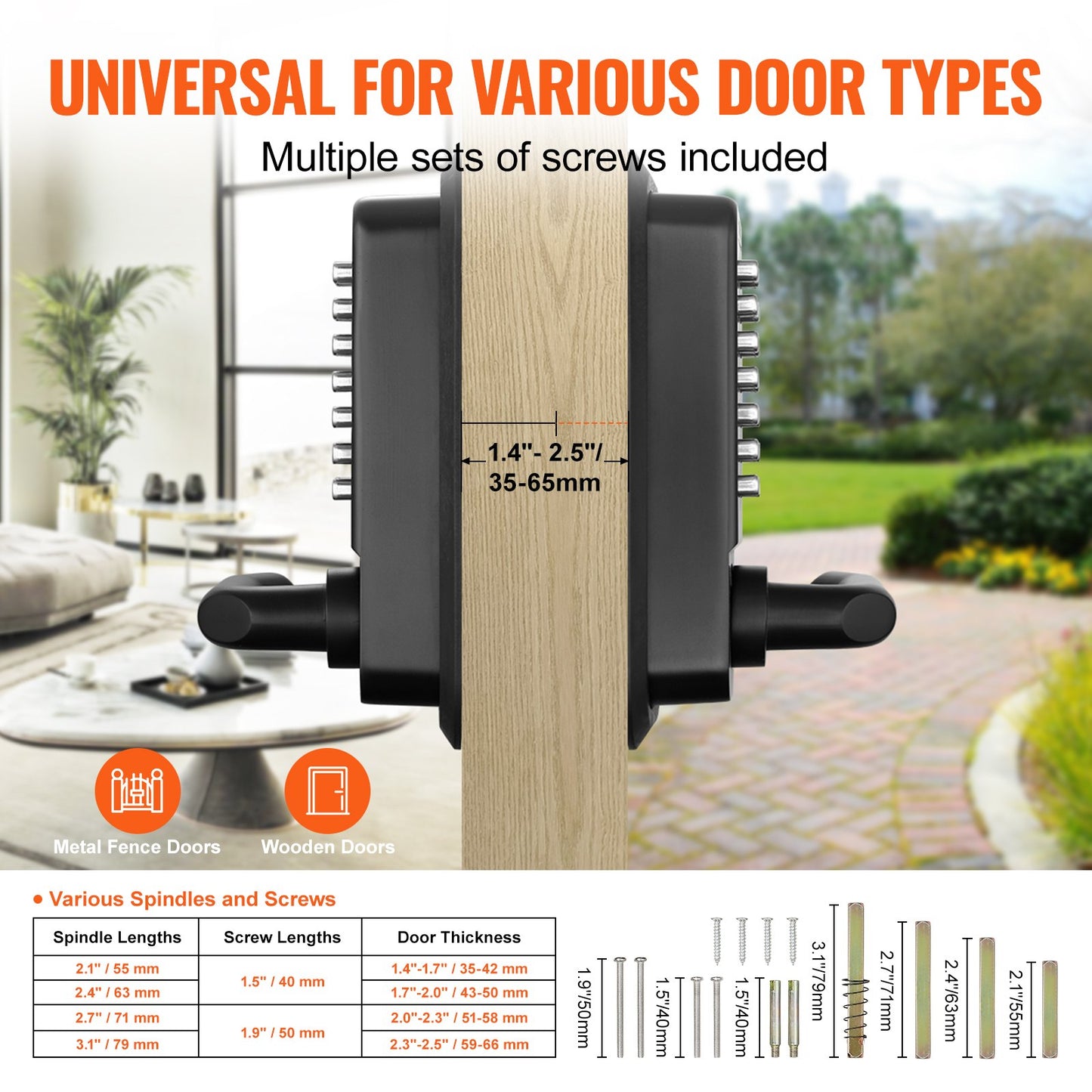 VEVOR Mechanical Keyless Entry Door Lock, 14 Digit Keypad, Water-proof Zinc Alloy,