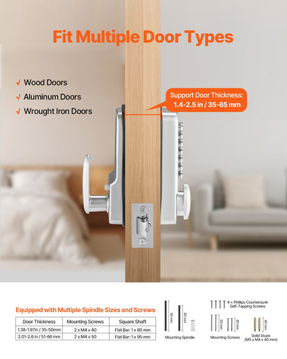 VEVOR Mechanical Keyless Entry Door Lock 14 Key Mechanical Keypad Door Knob Home