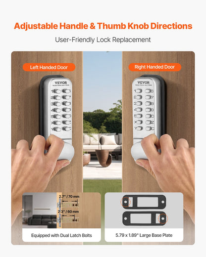 VEVOR Mechanical Keyless Entry Door Lock 14 Key Mechanical Keypad Door Knob Home