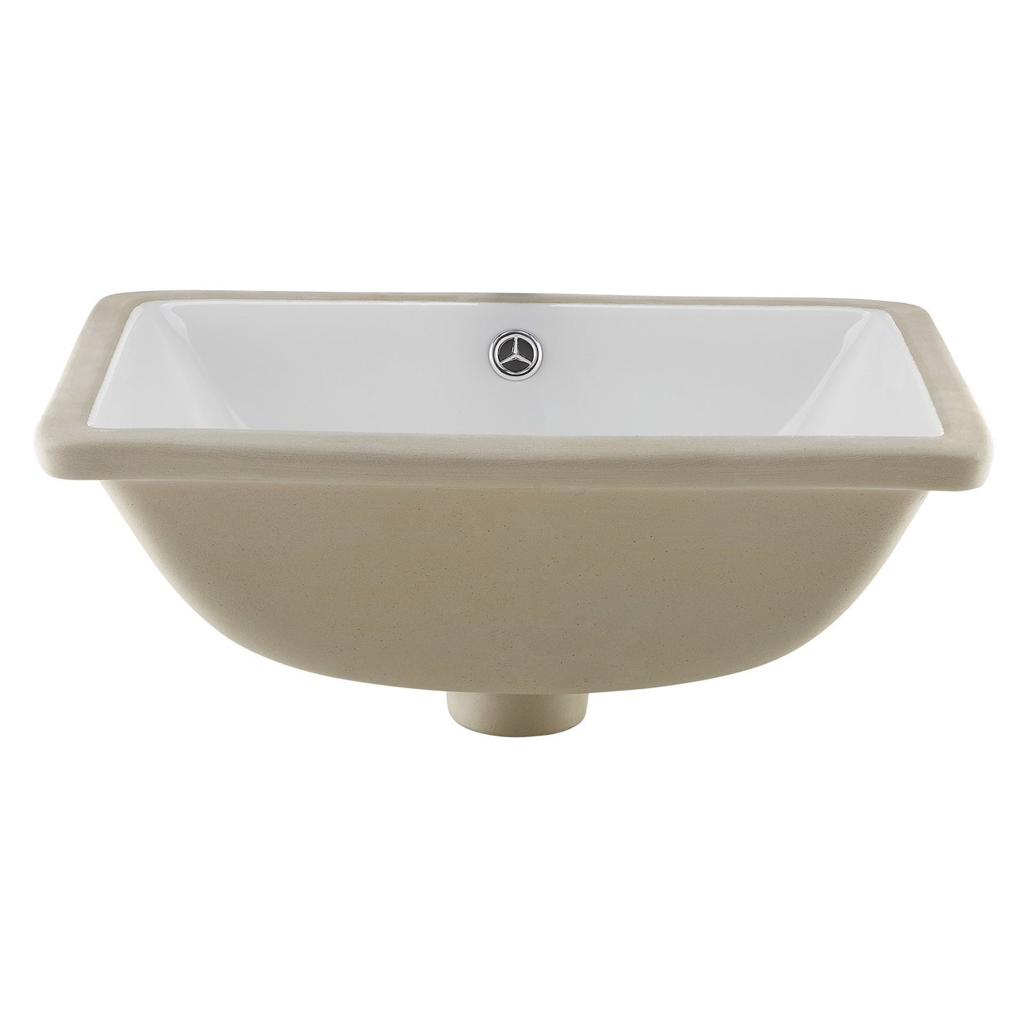 Undermount Bathroom Sink, 460 x 330 mm Rectangular White Ceramic Vessel Sink with Overflow Hole, Under Counter Drop in Modern Lavatory Vanity Bath Wash Bowl Basin, Rectangle for Small Space
