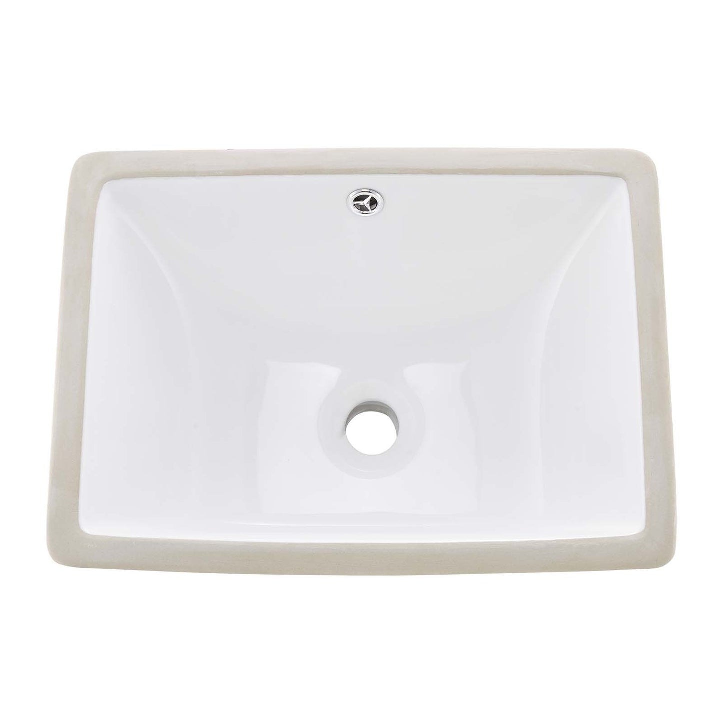 Undermount Bathroom Sink, 460 x 330 mm Rectangular White Ceramic Vessel Sink with Overflow Hole, Under Counter Drop in Modern Lavatory Vanity Bath Wash Bowl Basin, Rectangle for Small Space