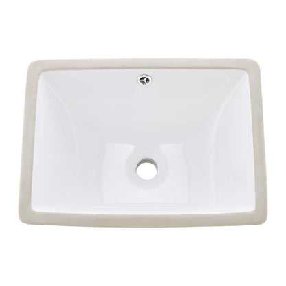 Undermount Bathroom Sink, 460 x 330 mm Rectangular White Ceramic Vessel Sink with Overflow Hole, Under Counter Drop in Modern Lavatory Vanity Bath Wash Bowl Basin, Rectangle for Small Space