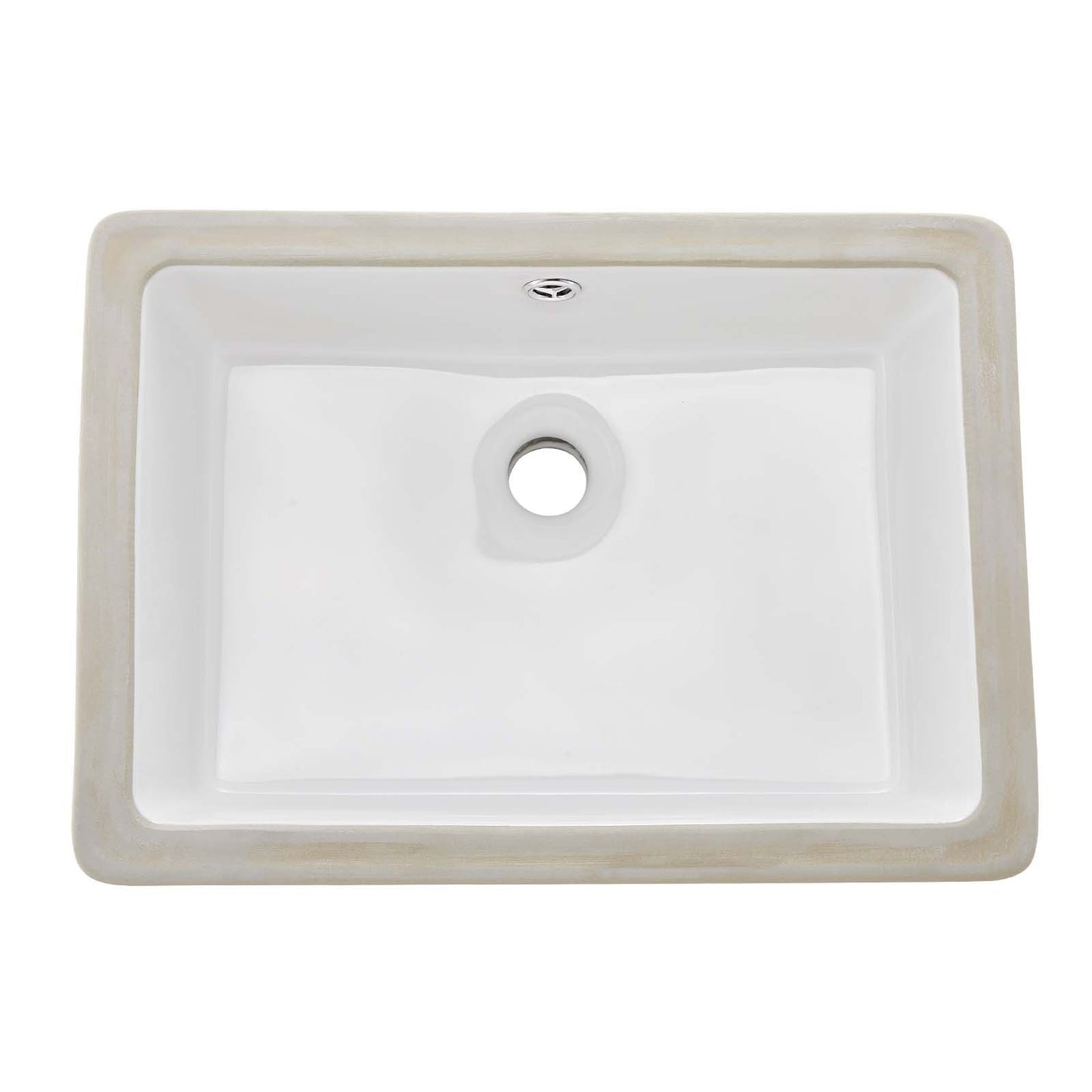 Undermount Bathroom Sink, 470 x 335 mm Rectangular White Ceramic Vessel Sink with Overflow Hole, Under Counter Drop in Modern Lavatory Vanity Bath Wash Bowl Basin, Rectangle for Small Space
