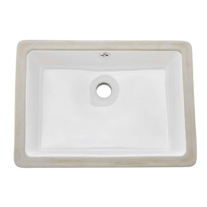 Undermount Bathroom Sink, 470 x 335 mm Rectangular White Ceramic Vessel Sink with Overflow Hole, Under Counter Drop in Modern Lavatory Vanity Bath Wash Bowl Basin, Rectangle for Small Space