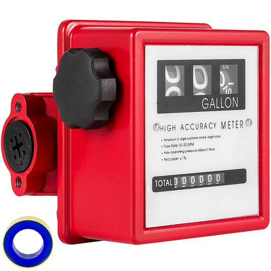 VEVOR Mechanical Fuel Meter 20 GPM Fuel Flow Meter 3-Digital Batch Display Fuel