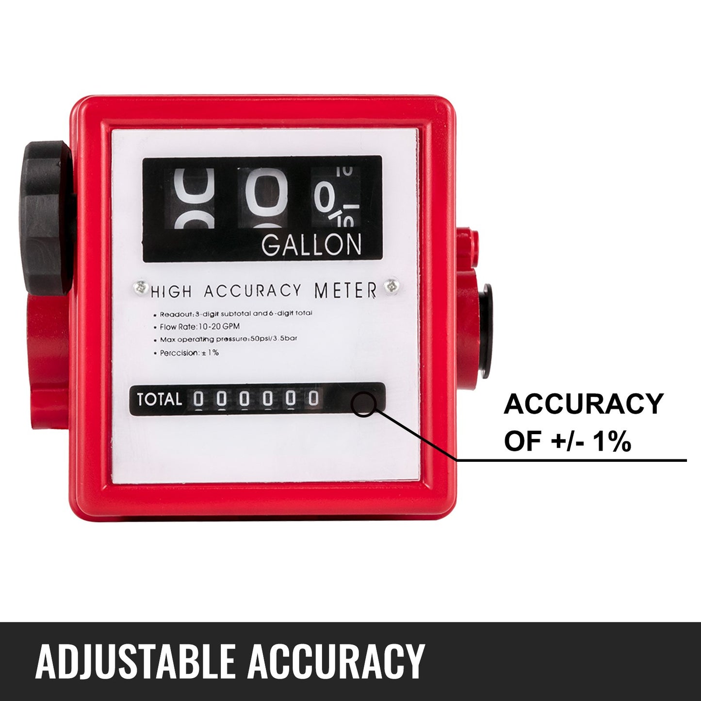 VEVOR Mechanical Fuel Meter 20 GPM Fuel Flow Meter 3-Digital Batch Display Fuel