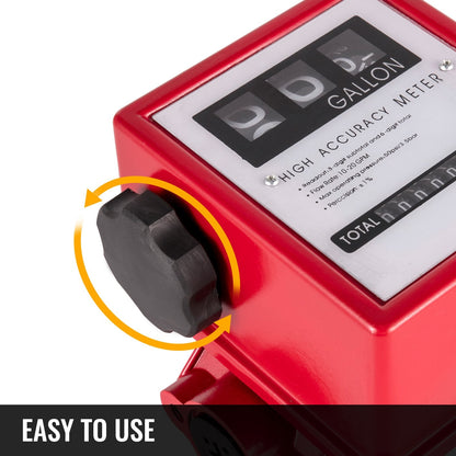 Mechanical Fuel Flow Meter with 3-Digit Display, 0.0254 m, 20 GPM, Aluminum Alloy