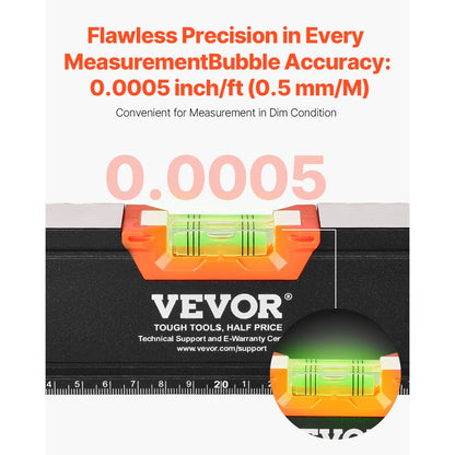 VEVOR 4-Piece Torpedo Level Aluminum Alloy 1200/600/400/250 mm with Bubble Vials