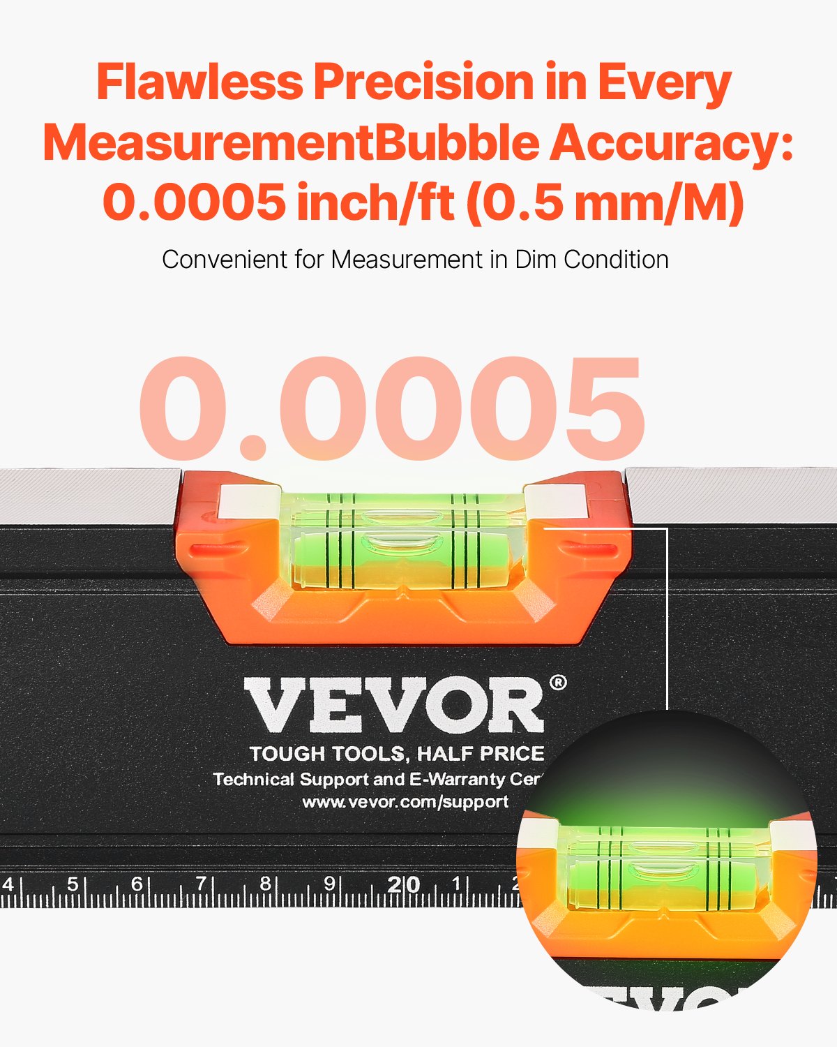 VEVOR Magnetic Torpedo Level 4 PCS 1200/600/400/250 mm Leveler with Bubble Vials