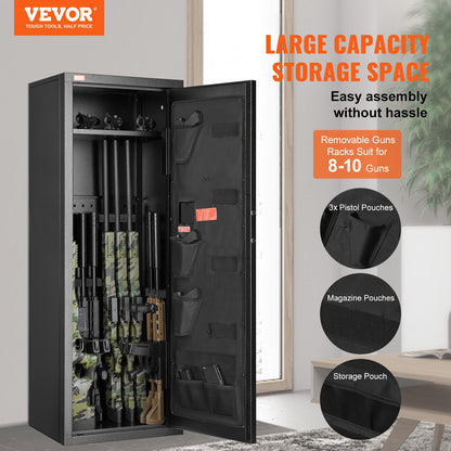 VEVOR 6-10 Rifles Gun Safe Rifle Safe with Lock & Digital Keypad Removable Shelf