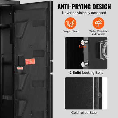VEVOR 6-10 Rifles Gun Safe Rifle Safe with Lock & Digital Keypad Removable Shelf