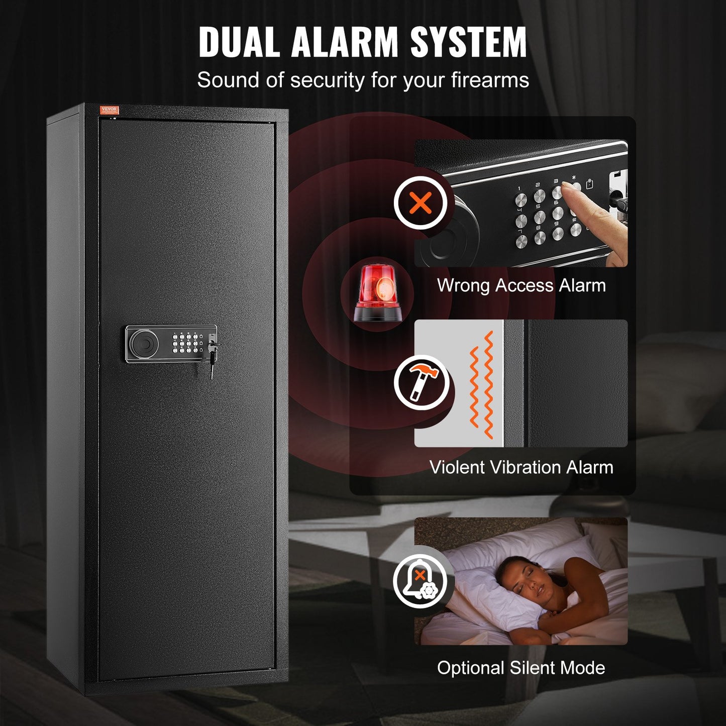 VEVOR 10-12 Rifles Gun Safe Rifle Safe with Lock Digital Keypad Removable Shelf