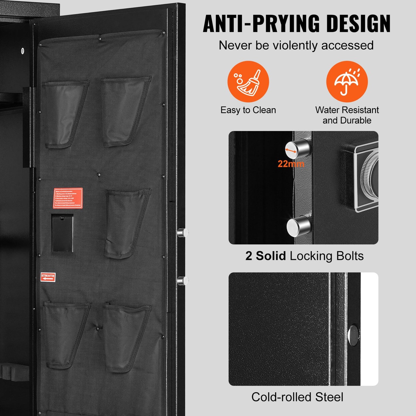 VEVOR 10-12 Rifles Gun Safe Rifle Safe with Lock Digital Keypad Removable Shelf