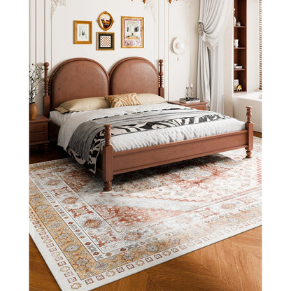 VEVOR Large Area Rug 2743.2 x 3658 mm Anti-Skid Floor Mat Vintage Brown Red