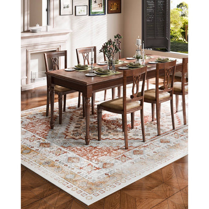 VEVOR Large Area Rug 2743.2 x 3658 mm Anti-Skid Floor Mat Vintage Brown Red