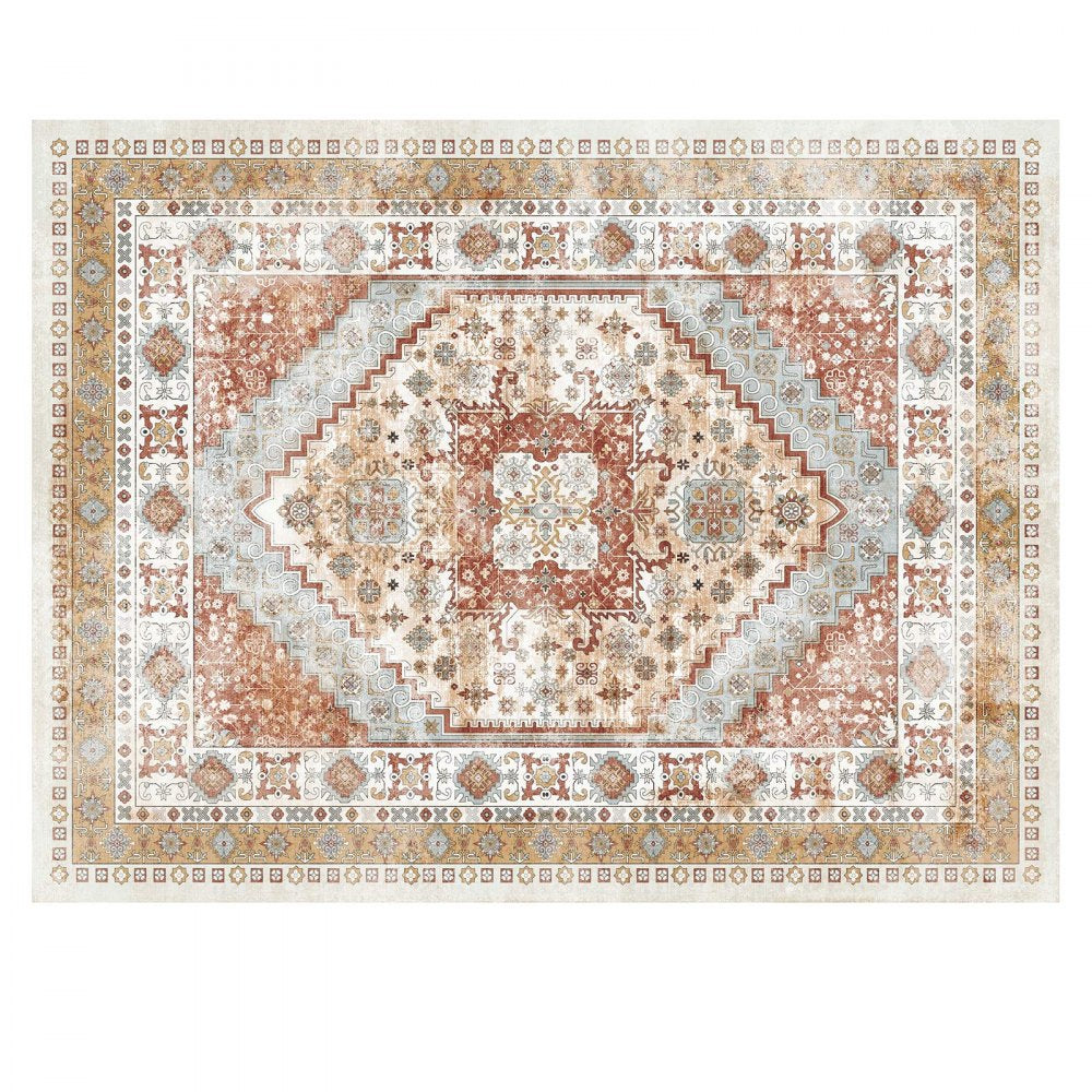 VEVOR Large Area Rug 2743.2 x 3658 mm Anti-Skid Floor Mat Vintage Brown Red