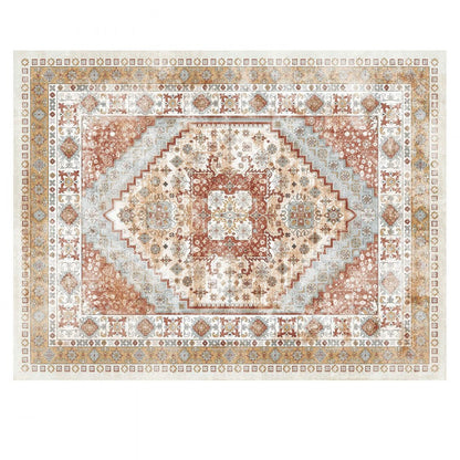 VEVOR Large Area Rug 2743.2 x 3658 mm Anti-Skid Floor Mat Vintage Brown Red