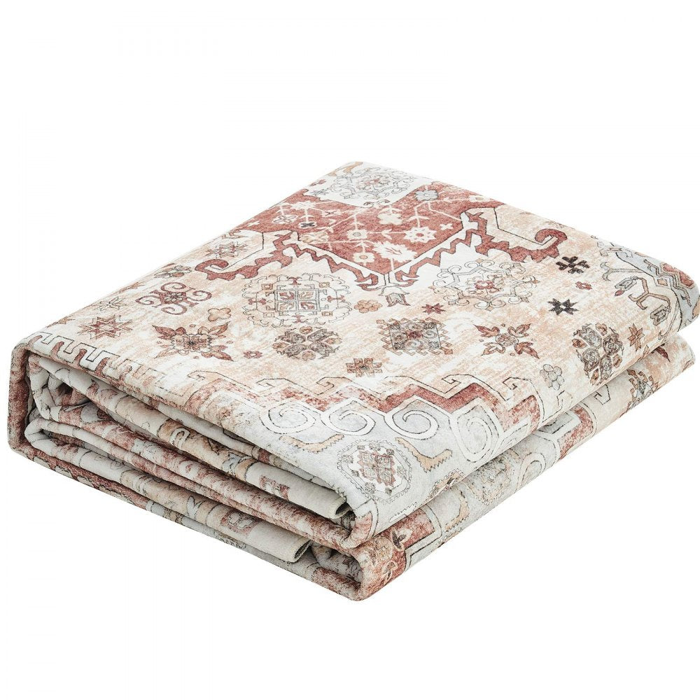 VEVOR Large Area Rug 2743.2 x 3658 mm Anti-Skid Floor Mat Vintage Brown Red