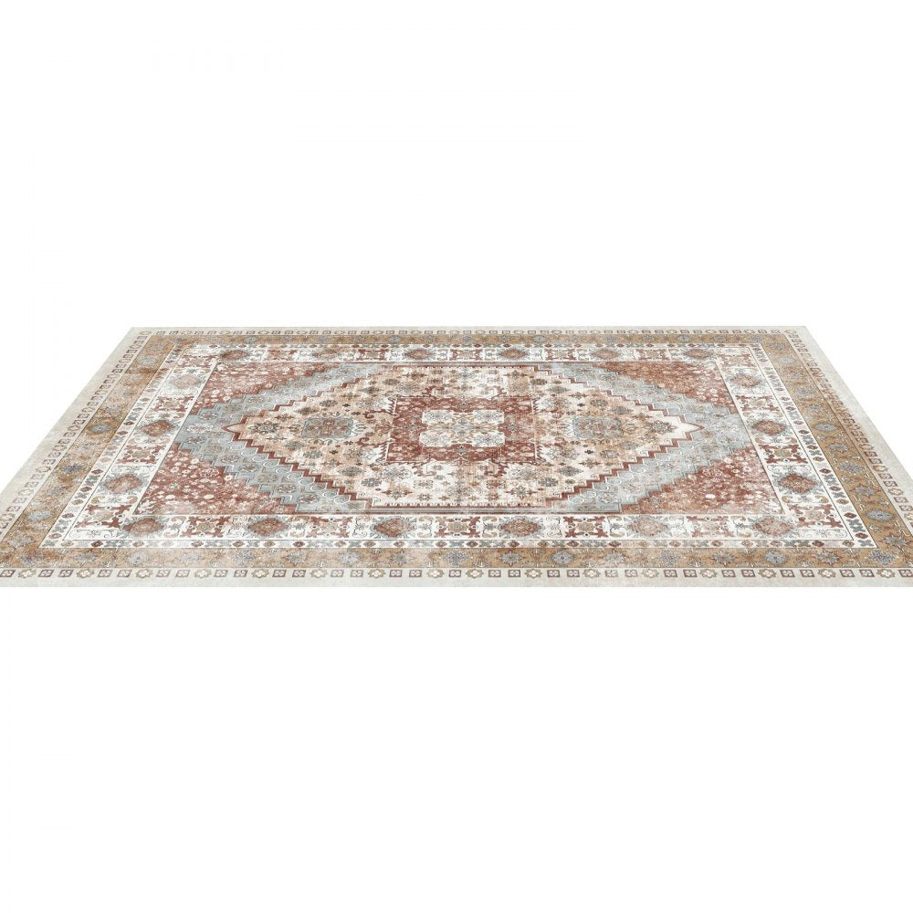VEVOR Large Area Rug 2743.2 x 3658 mm Anti-Skid Floor Mat Vintage Brown Red
