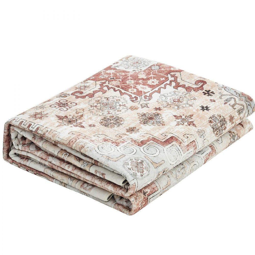VEVOR Large Area Rug 2743.2 x 3658 mm Anti-Skid Floor Mat Vintage Brown Red