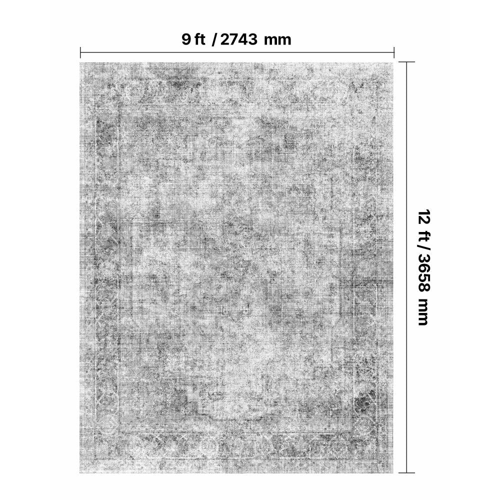 VEVOR Large Area Rug 2743.2 x 3658 mm Anti-Skid Indoor Floor Mat Bohemian Gray