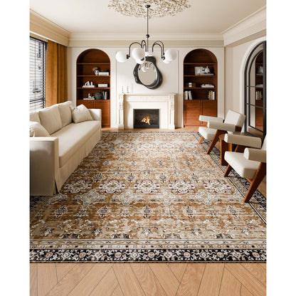 VEVOR Large Area Rug 2743.2 x 3658 mm Anti-Skid Floor Mat Vintage Brown Green