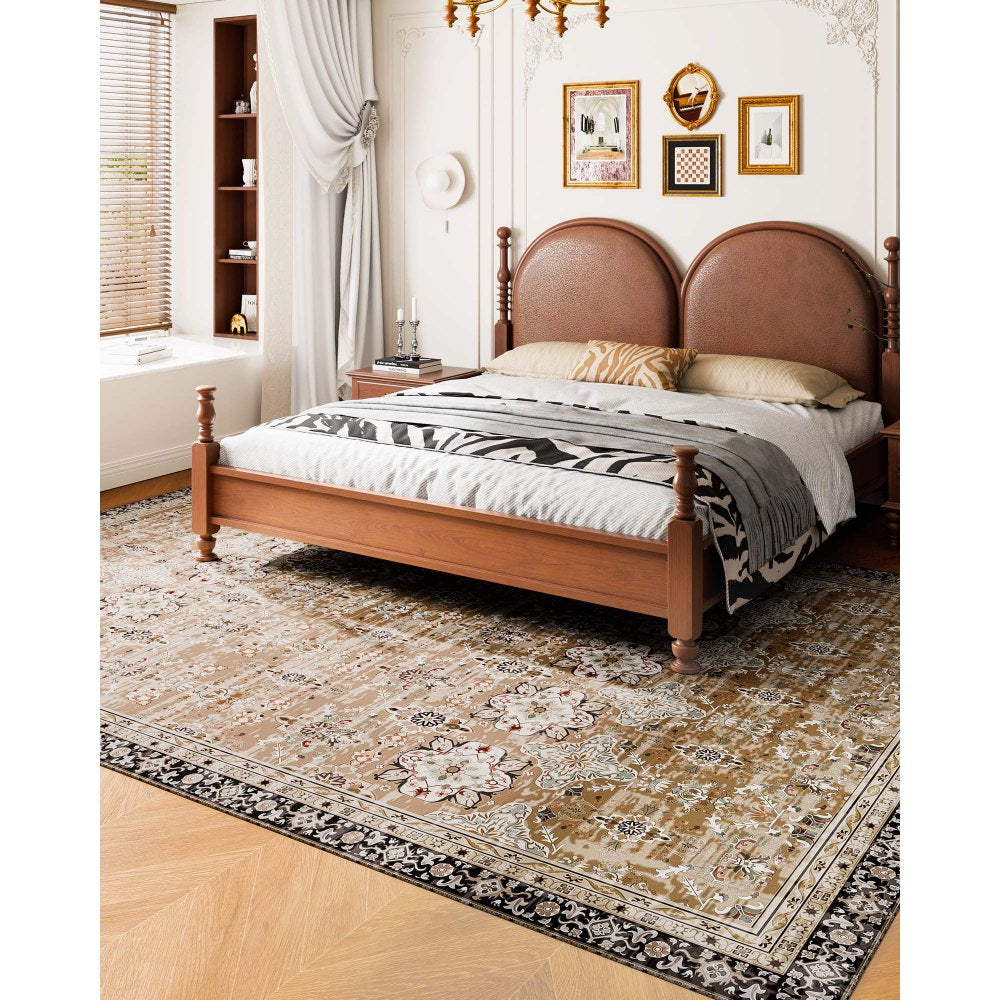 VEVOR Large Area Rug 2743.2 x 3658 mm Anti-Skid Floor Mat Vintage Brown Green
