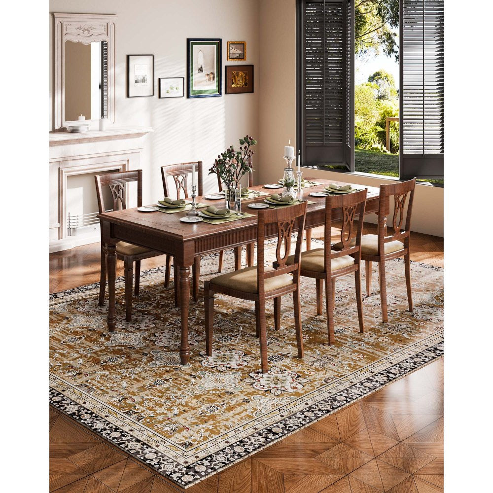 VEVOR Large Area Rug 2743.2 x 3658 mm Anti-Skid Floor Mat Vintage Brown Green