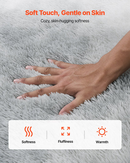 Indoor Plush Area Rugs, 2.74 x 3.66m Soft Plush Carpet, Furry Shag Area Rugs for Living Room, Bedroom, Modern Home Decor Aesthetic Long-Pile Rug, Non-Shedding, Slip-Resistant, Tie-Dye Light Gray