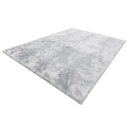 Indoor Plush Area Rugs, 2.74 x 3.66m Soft Plush Carpet, Furry Shag Area Rugs for Living Room, Bedroom, Modern Home Decor Aesthetic Long-Pile Rug, Non-Shedding, Slip-Resistant, Tie-Dye Light Gray